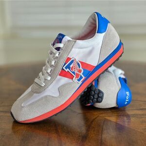 Polo Ralph Lauren Train 90-SK-ATH P-Wing Shoes White Grey Blue Red Men's 10.5 LE
